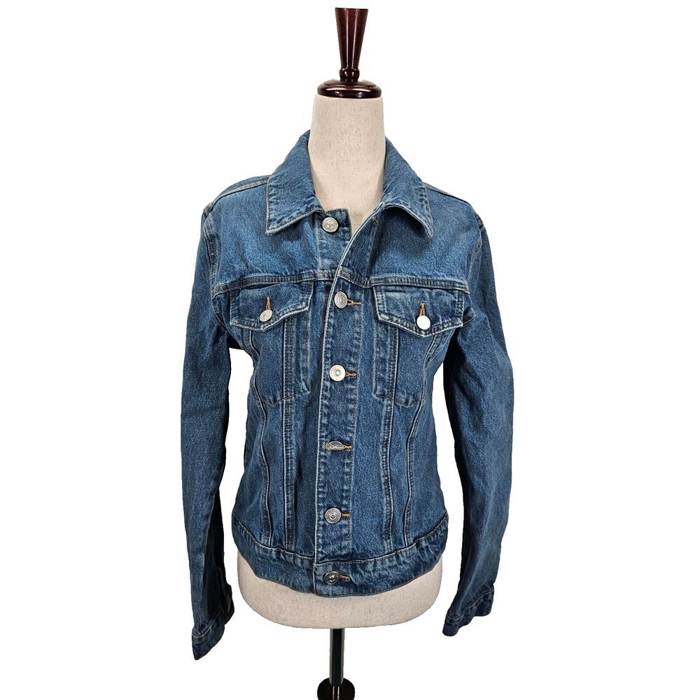 Hudson Womens S/M Jean Jacket Blue Denim Button‎ Down Long Sleeve Trucker EUC